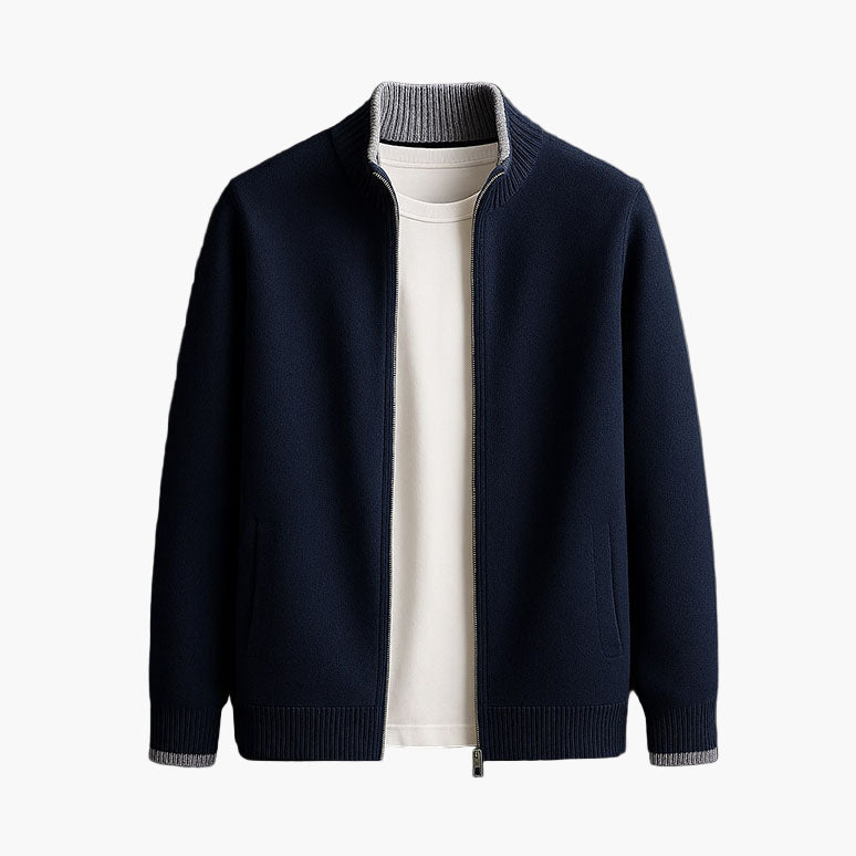 Men's Modern Zip-Up Knit Jacket for Effortless Style and Comfort
