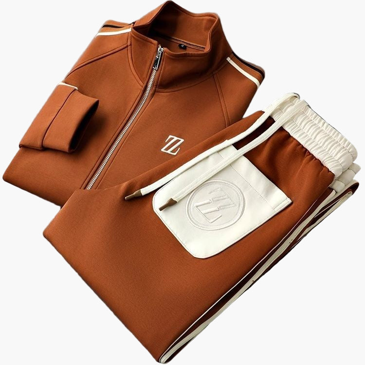Men's Modern Athletic Tracksuit Set – Sporty Zip-Up Jacket and Joggers