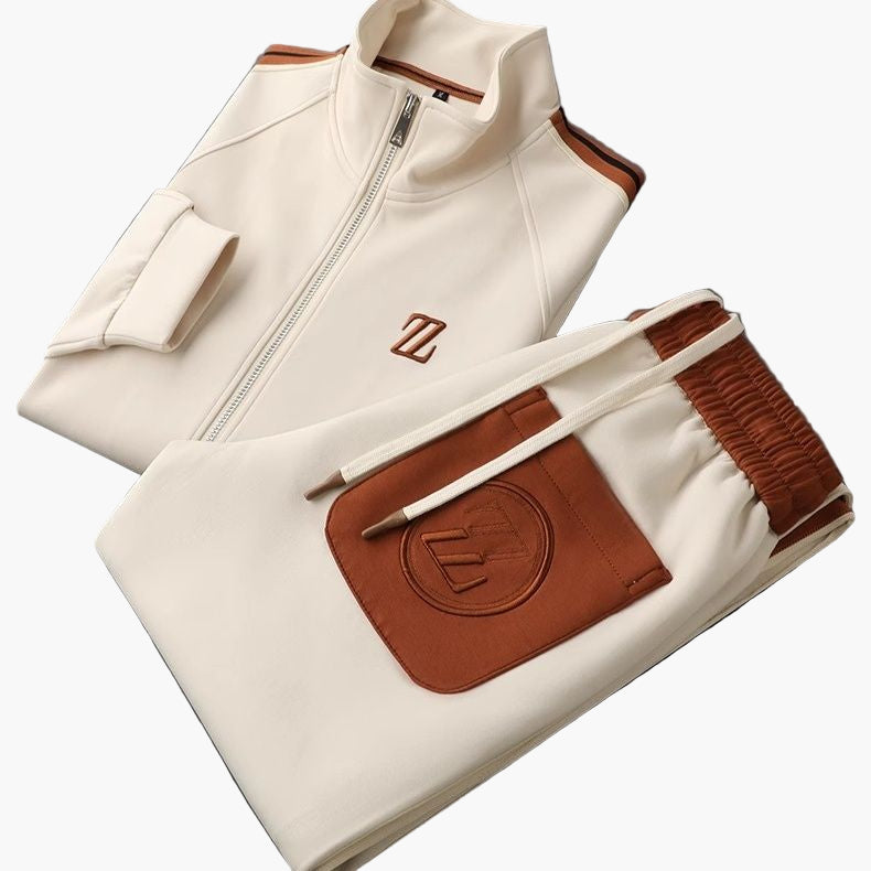 Men's Modern Athletic Tracksuit Set – Sporty Zip-Up Jacket and Joggers