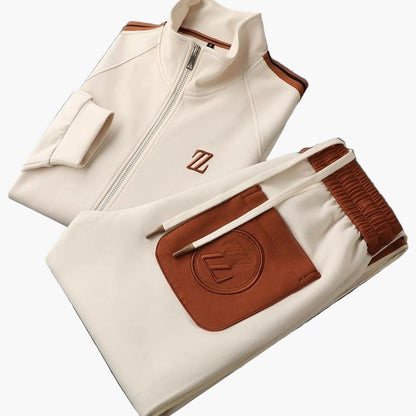 Men's Modern Athletic Tracksuit Set – Sporty Zip-Up Jacket and Joggers